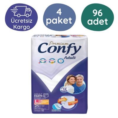 Confy Emici Külot Hasta Bezi Büyük(L) 24'lü 4 Paket - 1