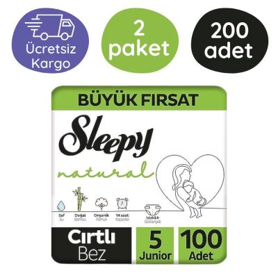 Sleepy Natural Bebek Bezi 5 Numara 100'lü (200 Adet) - 1